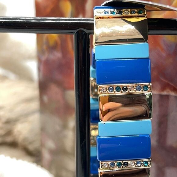 LAUNDRY Shelli Segal Gold Blue Stretch Bracelet - Picture 9 of 13